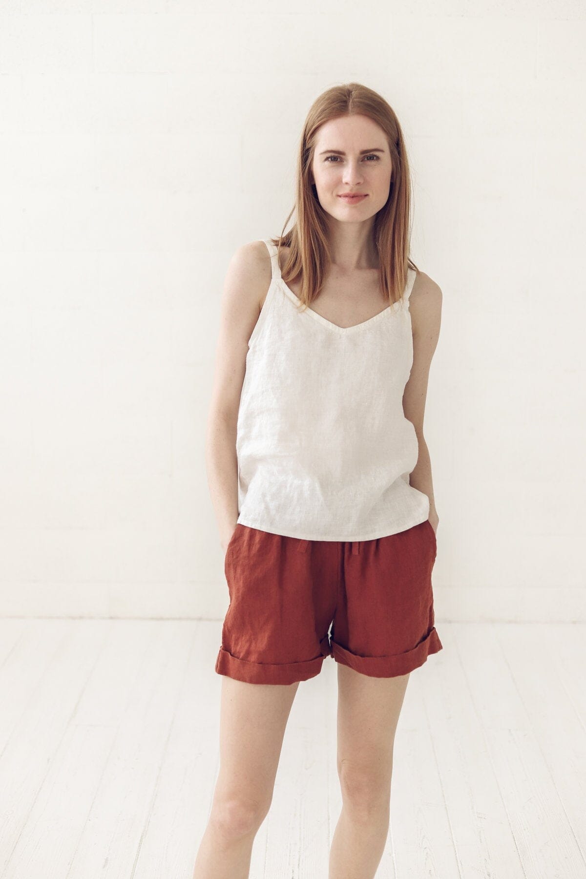 Summer Linen Tank Top Old Linen Mill Small Grey Checks XS