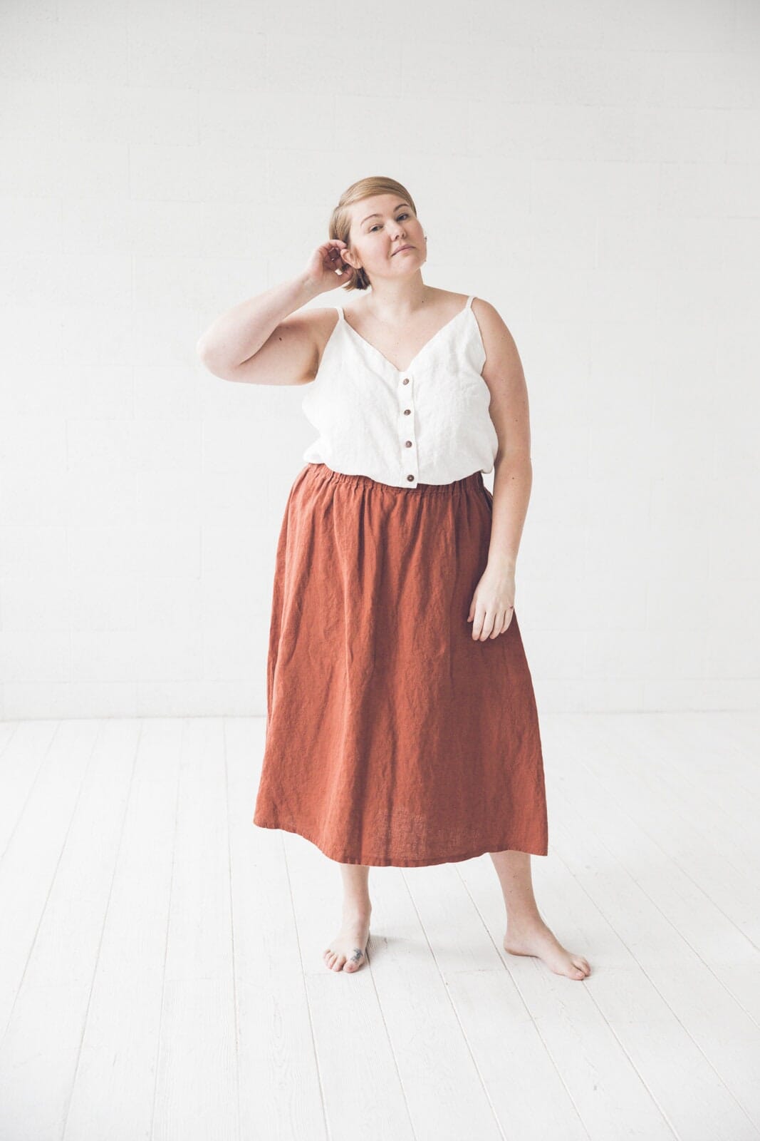 Summer Linen Top Old Linen Mill Small Grey Checks 3XL