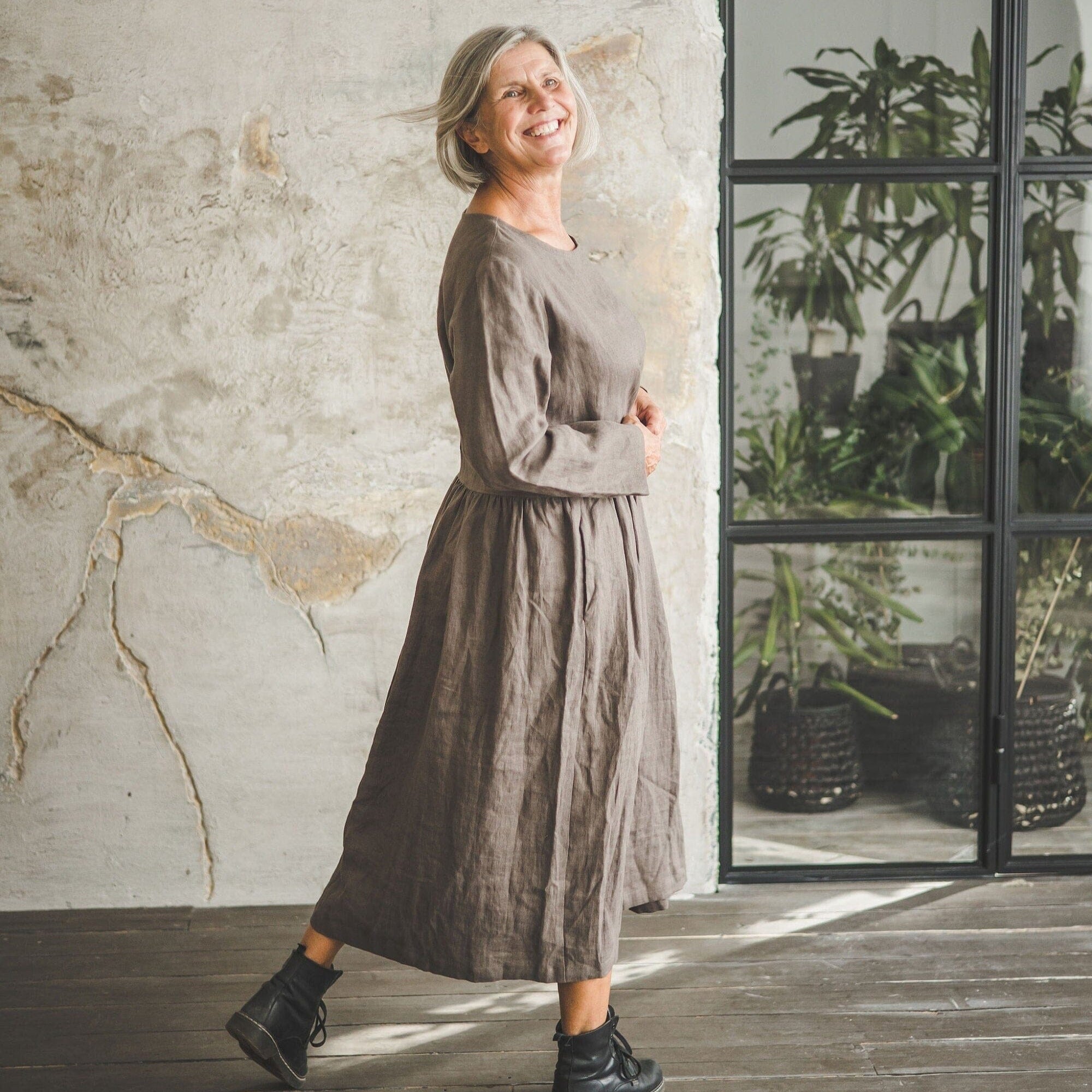 Swing Midi Linen Dress Old Linen Mill