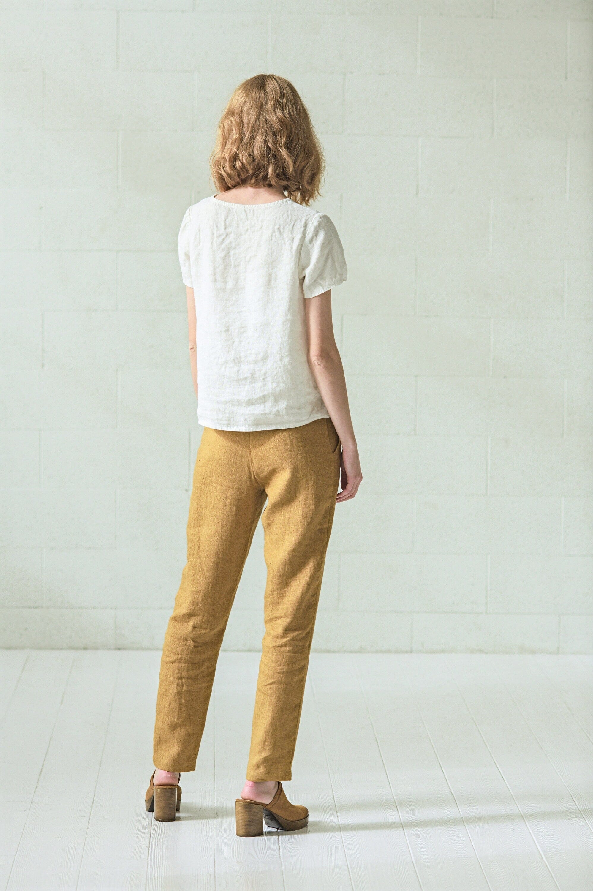 Tapered Heavy Linen Pants for Women Old Linen Mill