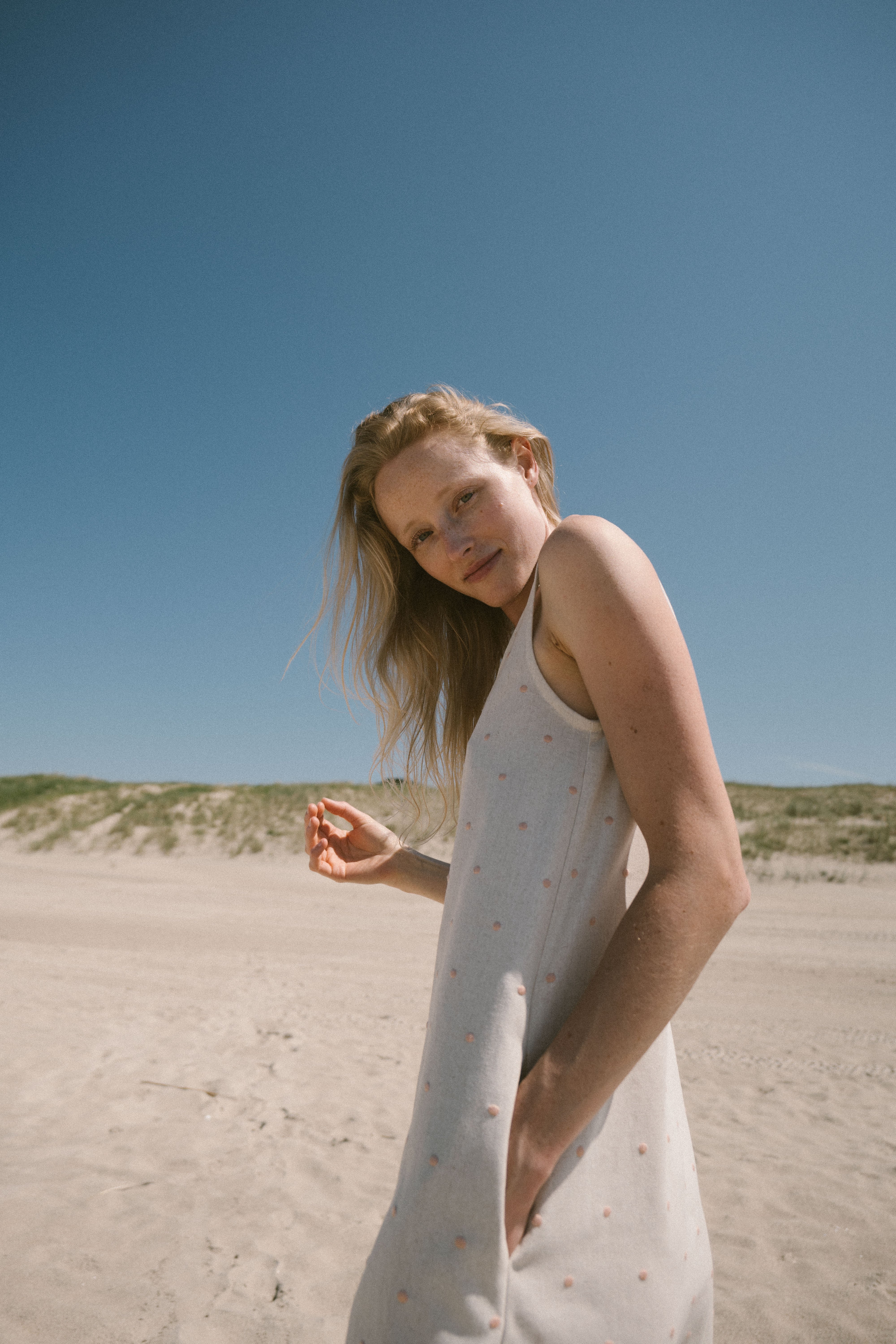 Women Slip Polka Dot Dress D04 Old Linen Mill