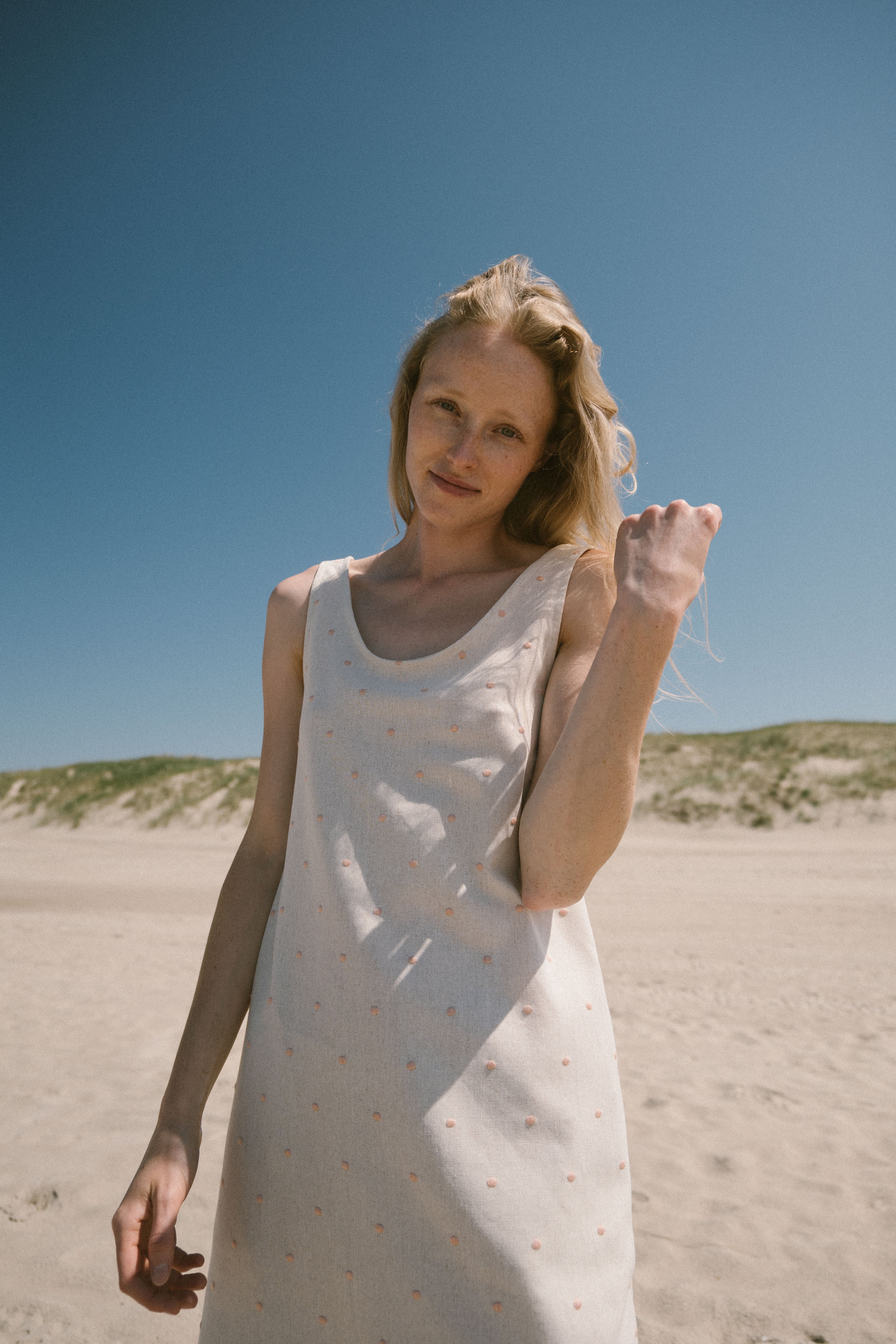 Women Slip Polka Dot Dress D04 Old Linen Mill