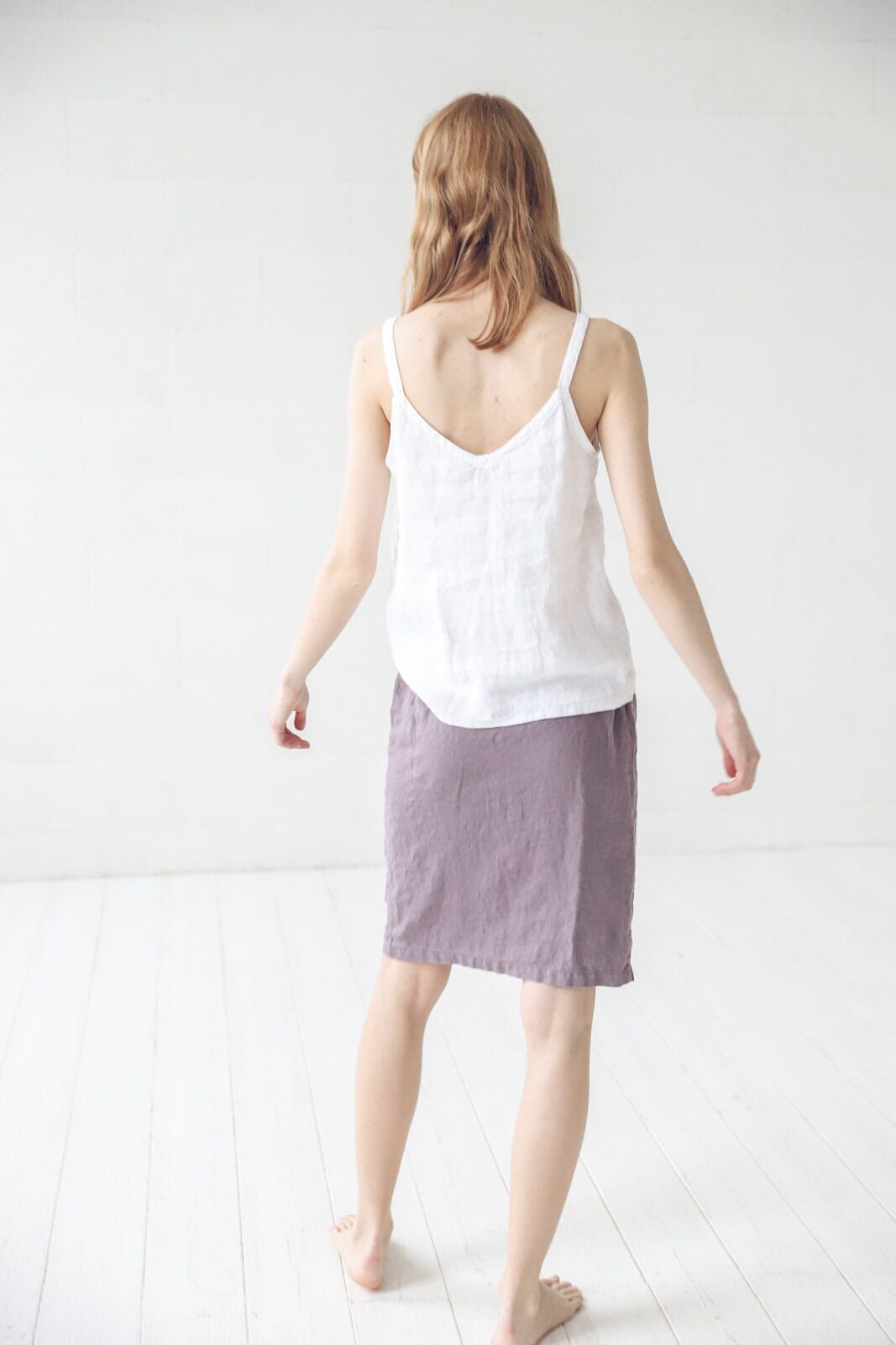 Wrap Knee Length Linen Skirt Old Linen Mill