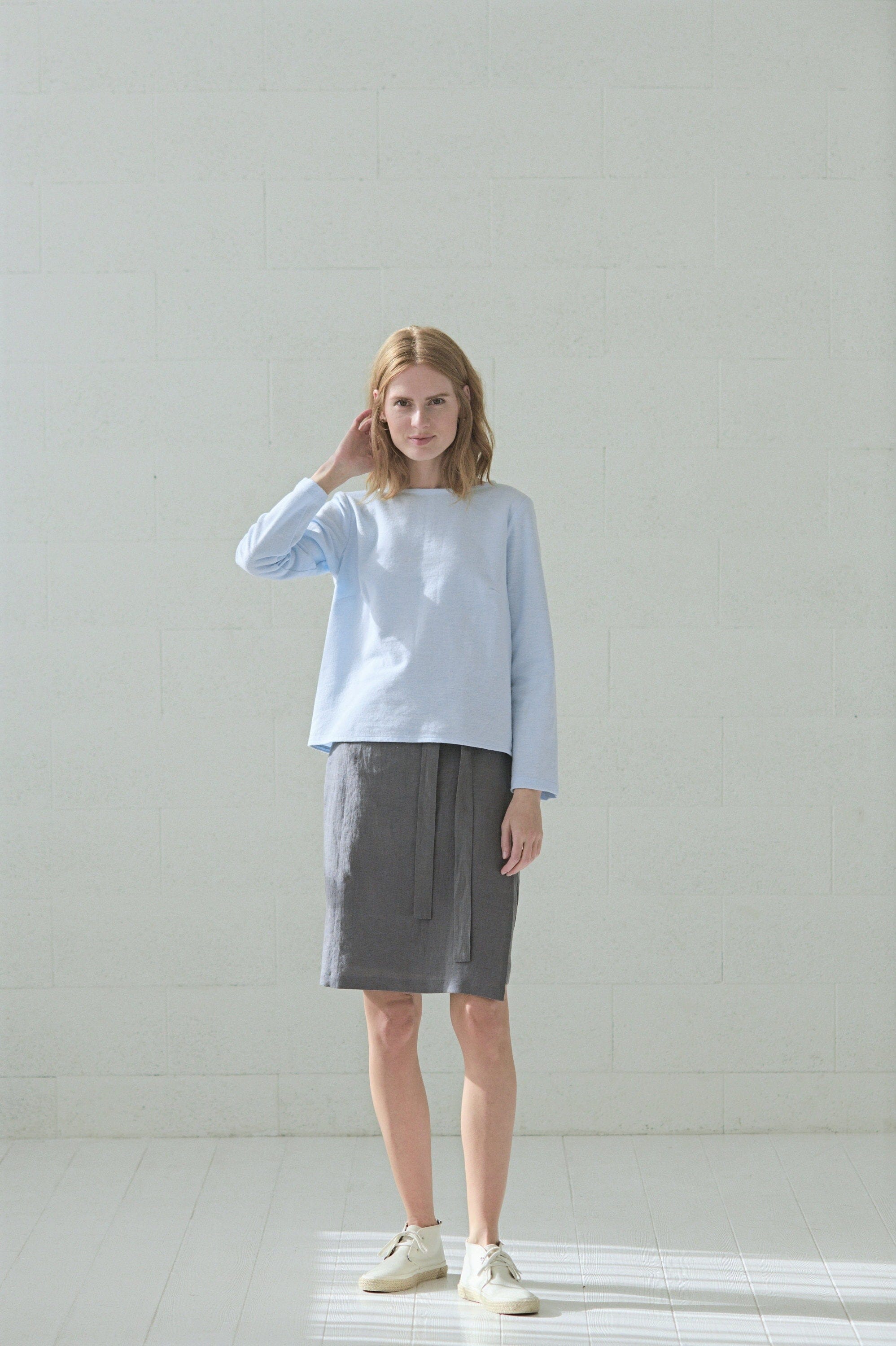Wrap Linen Midi Skirt Old Linen Mill