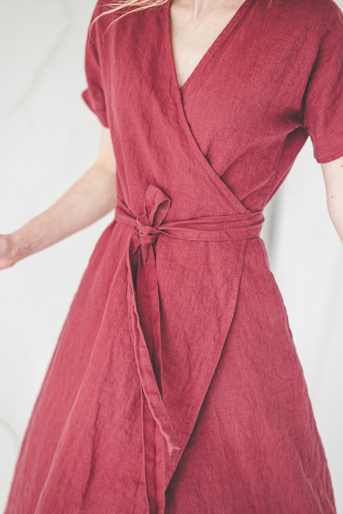 Wrap Midi Linen Summer Dress D39 Old Linen Mill