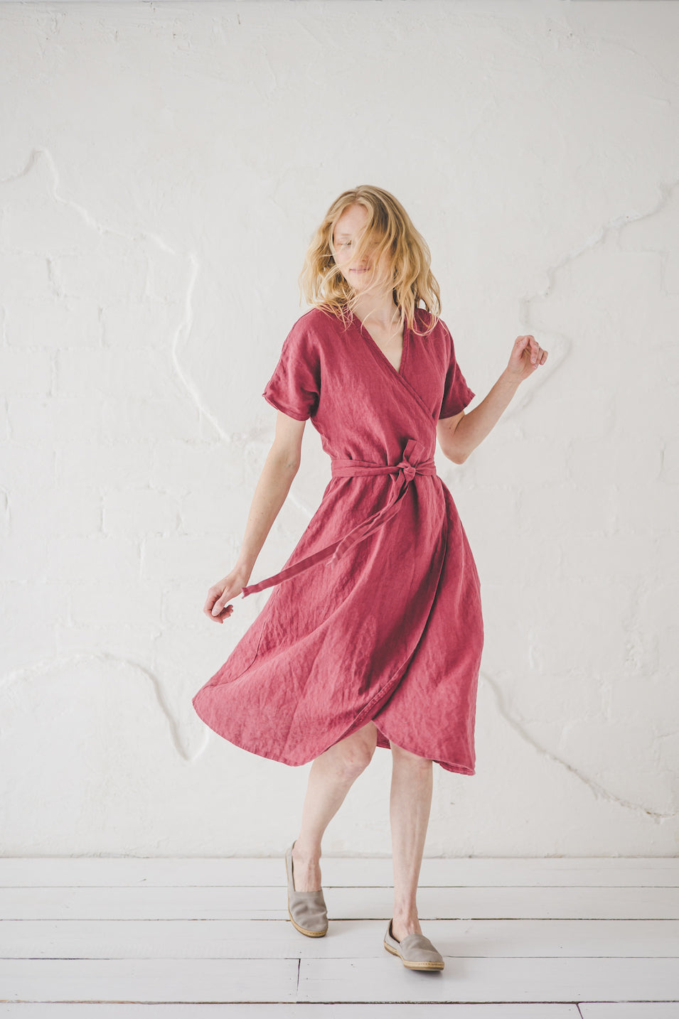 Wrap Midi Linen Summer Dress D39 Old Linen Mill