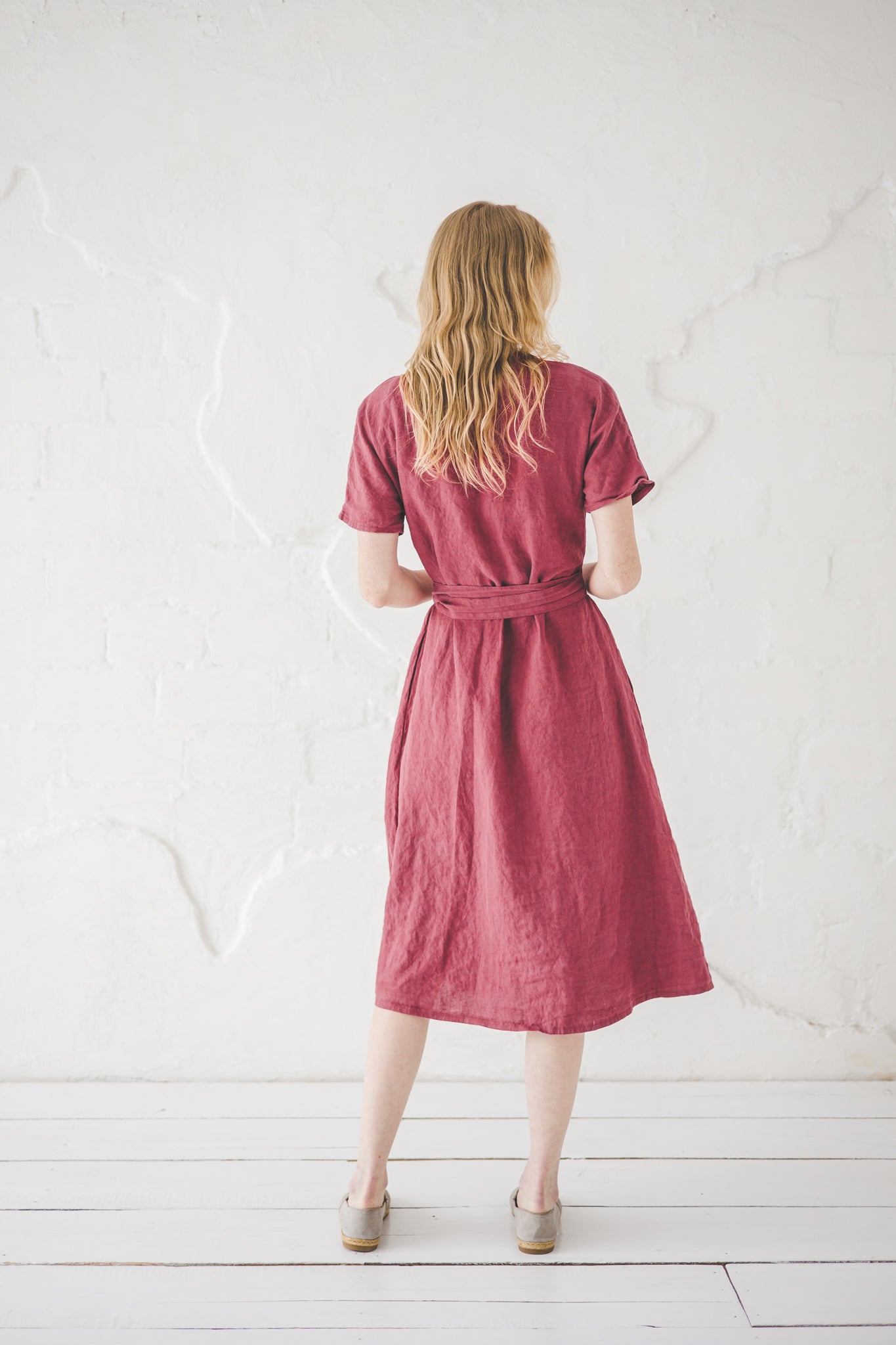 Wrap Midi Linen Summer Dress D39 Old Linen Mill