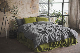 Natural Linen Bedding Set Old Linen Mill Solid Grey US/CA Single 
