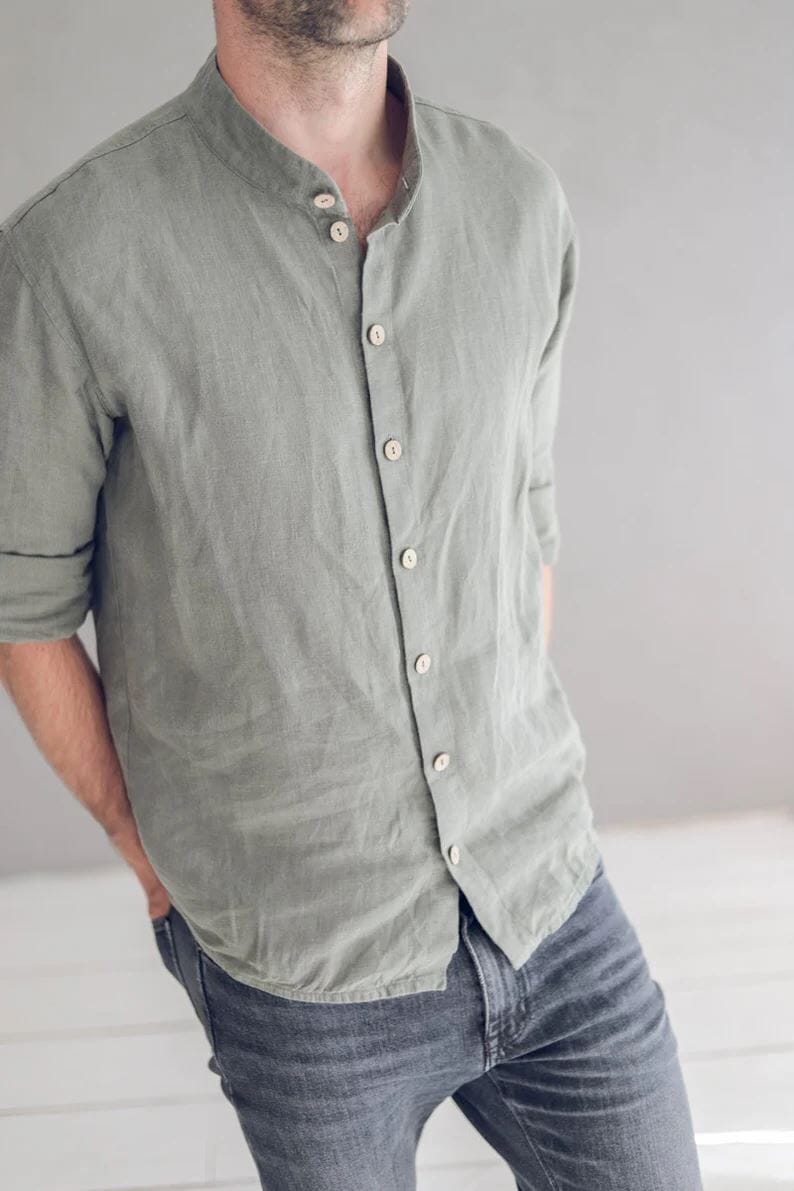 Basic Oxford Linen Men's Shirt Old Linen Mill 