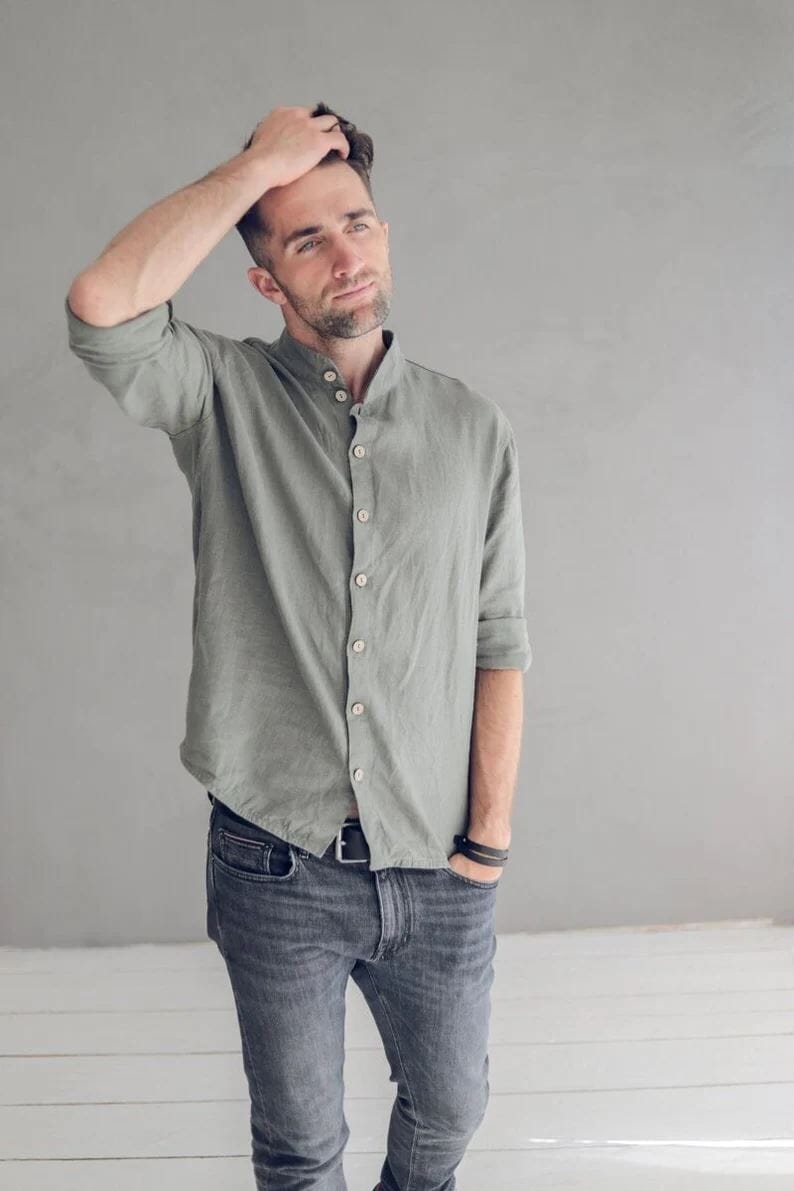 Basic Oxford Linen Men's Shirt Old Linen Mill 