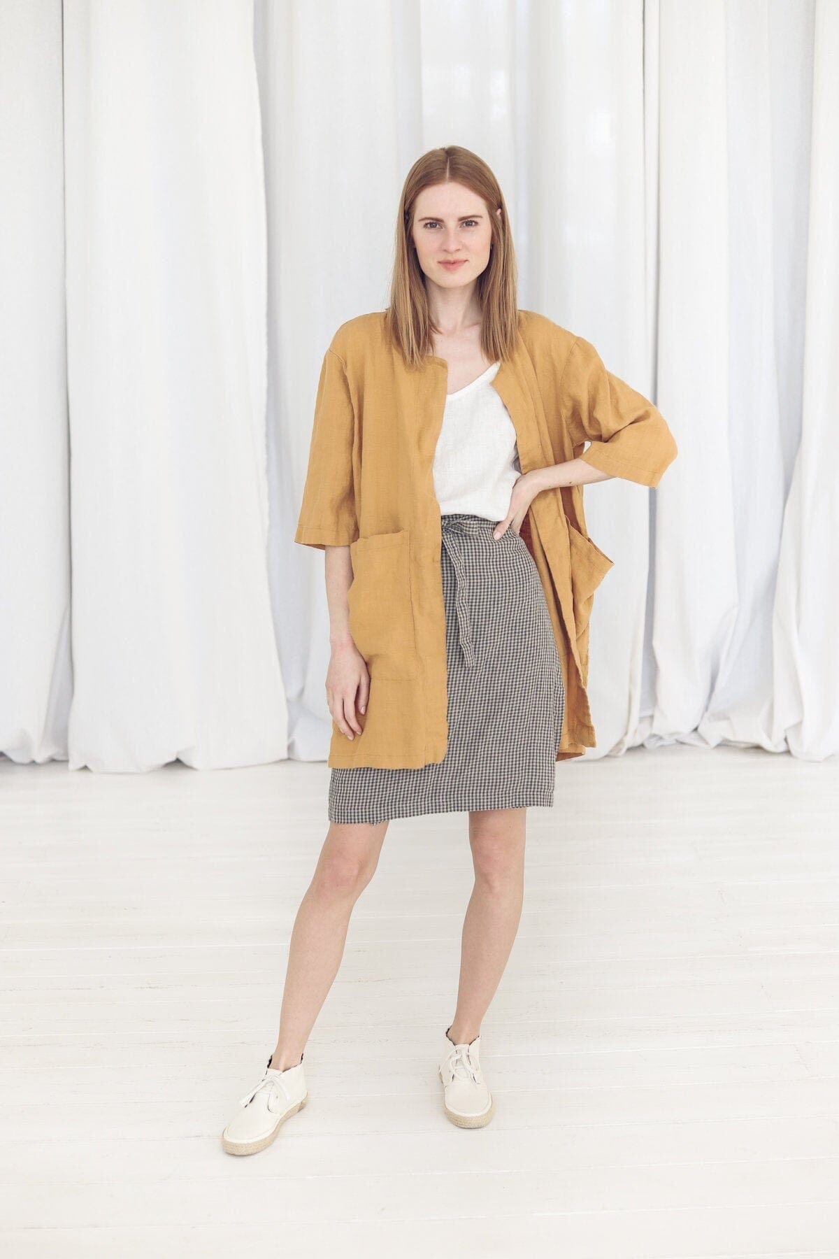 Boho Linen Cardigan for Women Old Linen Mill 