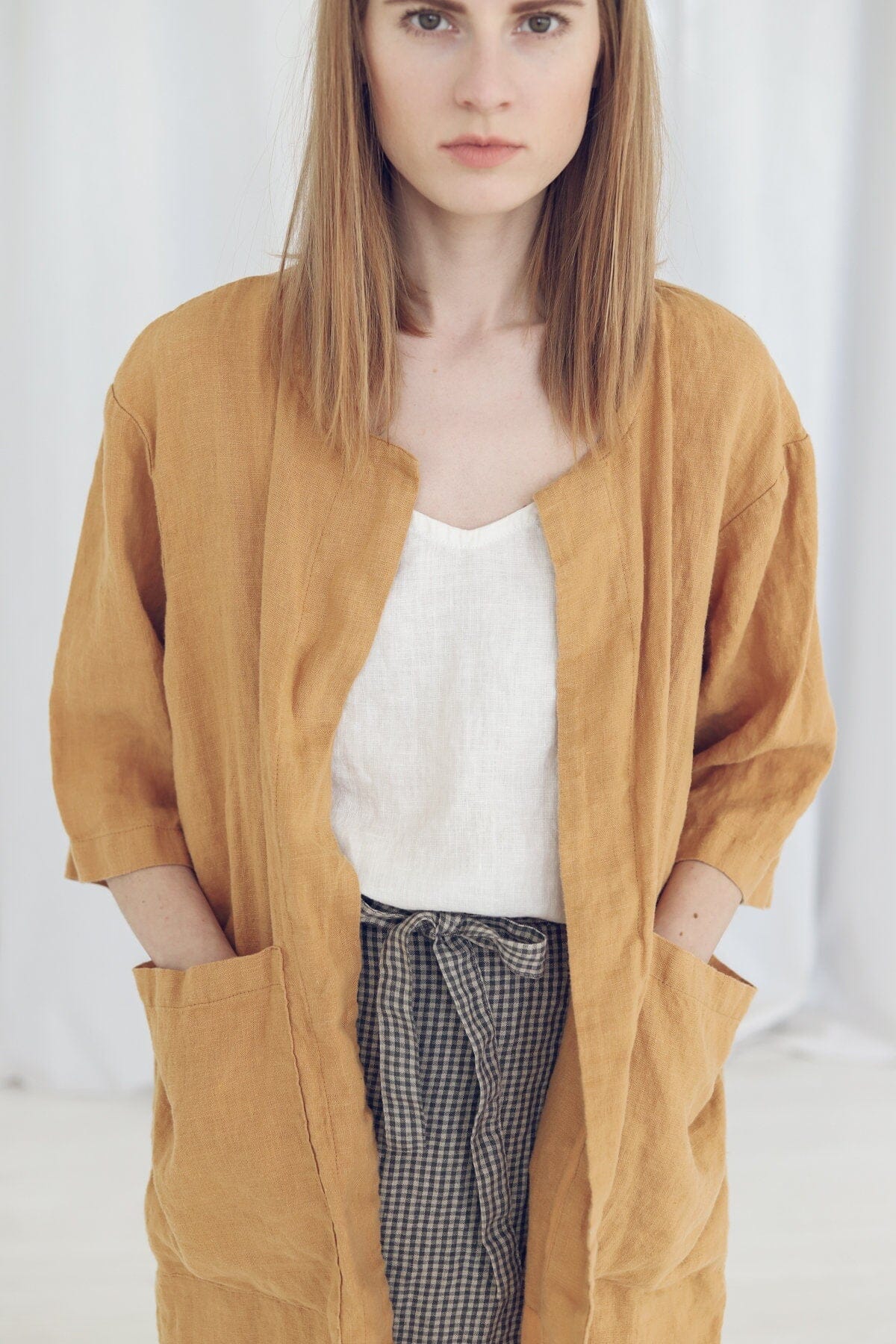 Boho Linen Cardigan for Women Old Linen Mill 