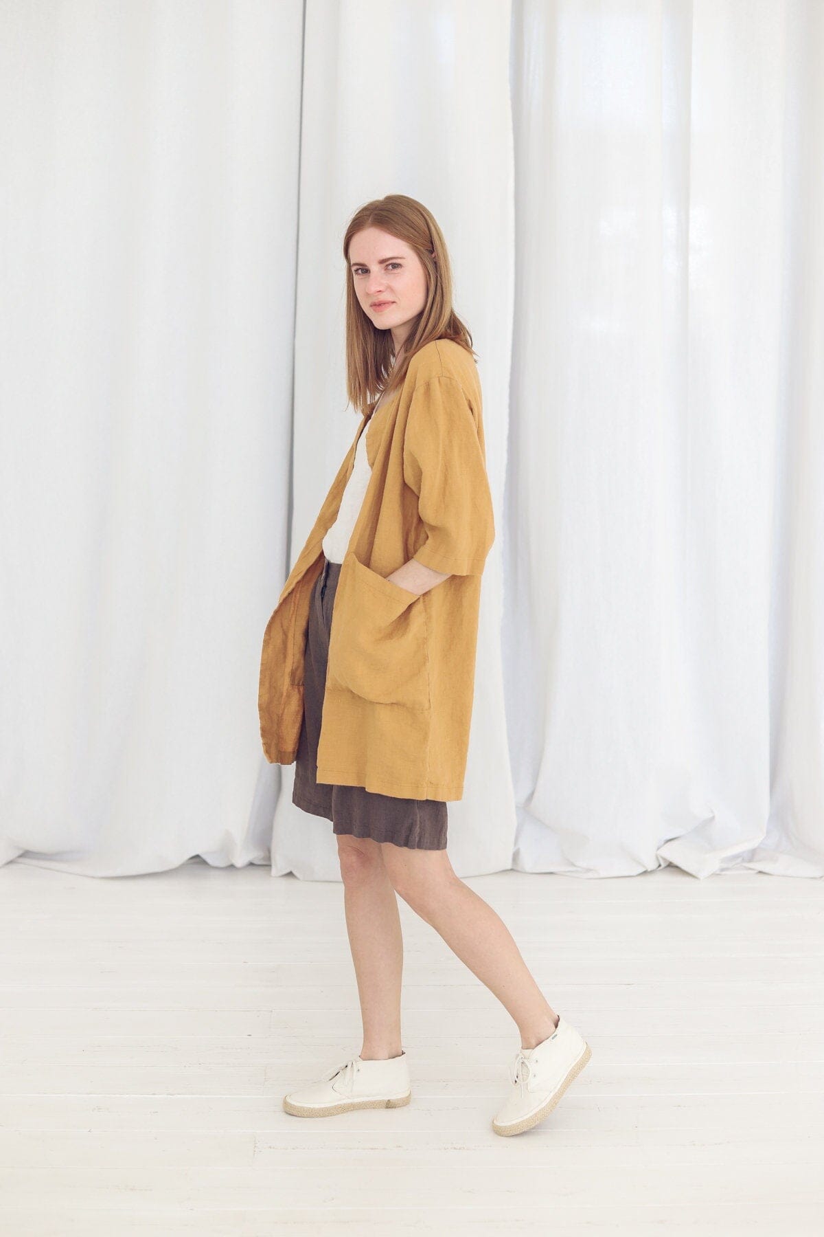 Boho Linen Cardigan for Women Old Linen Mill 