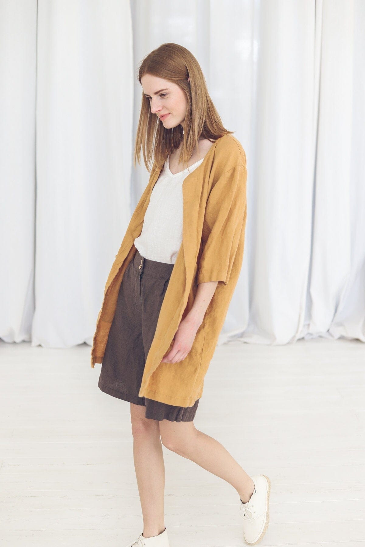 Boho Linen Cardigan for Women Old Linen Mill 