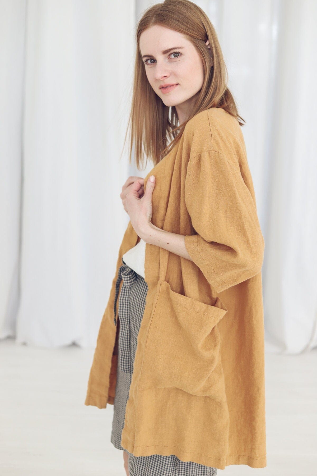 Boho Linen Cardigan for Women Old Linen Mill 