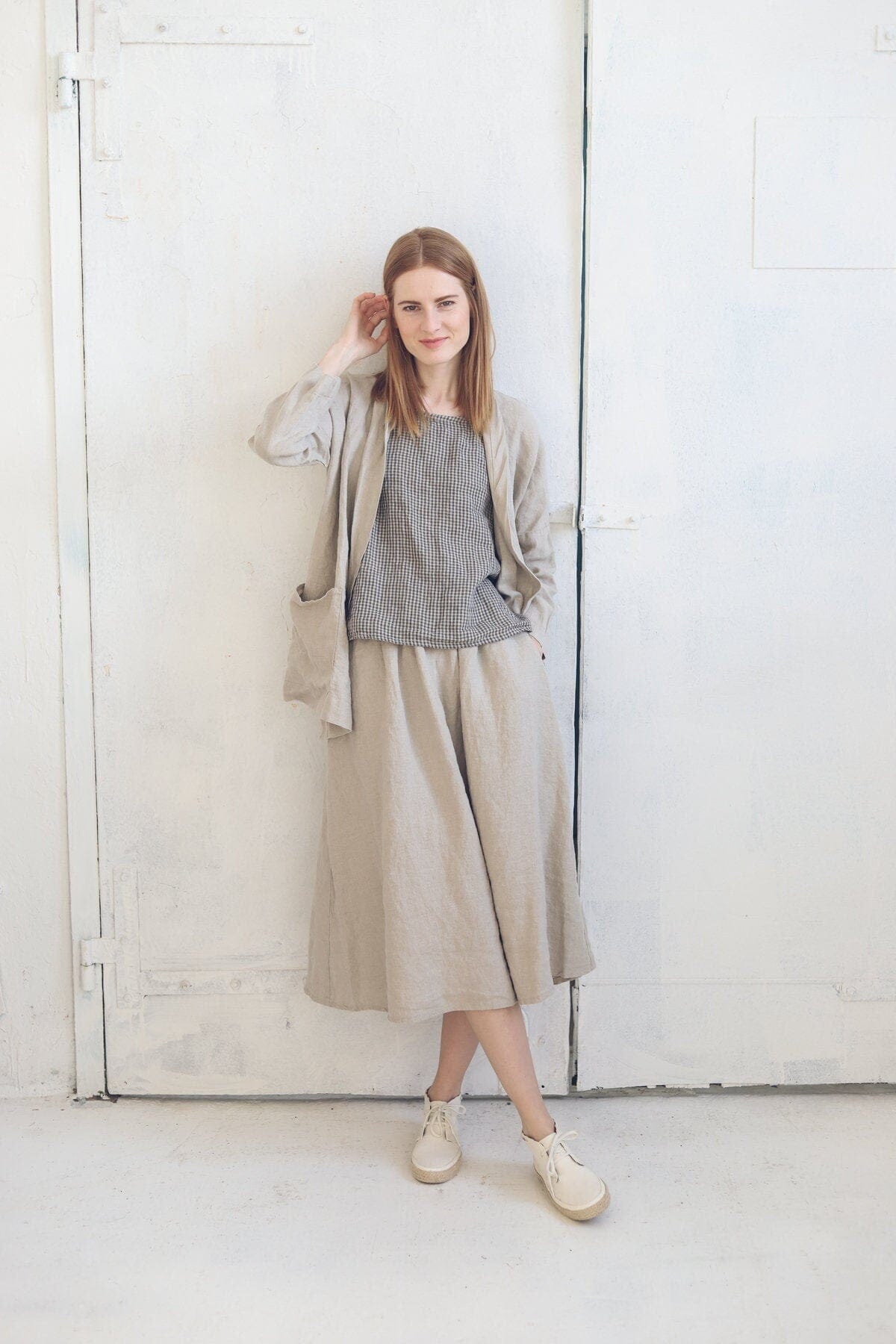 Boho Linen Skirt with Elastic Band Old Linen Mill 