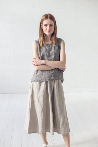Boho Linen Skirt with Elastic Band Old Linen Mill 