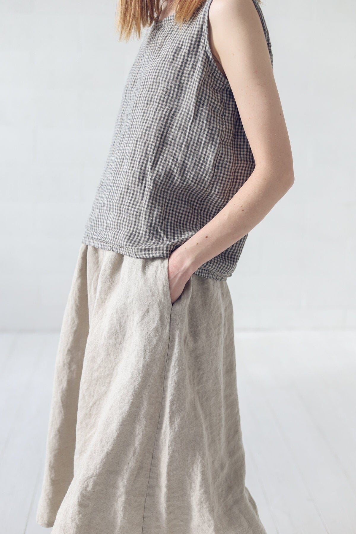 Boho Linen Skirt with Elastic Band Old Linen Mill 