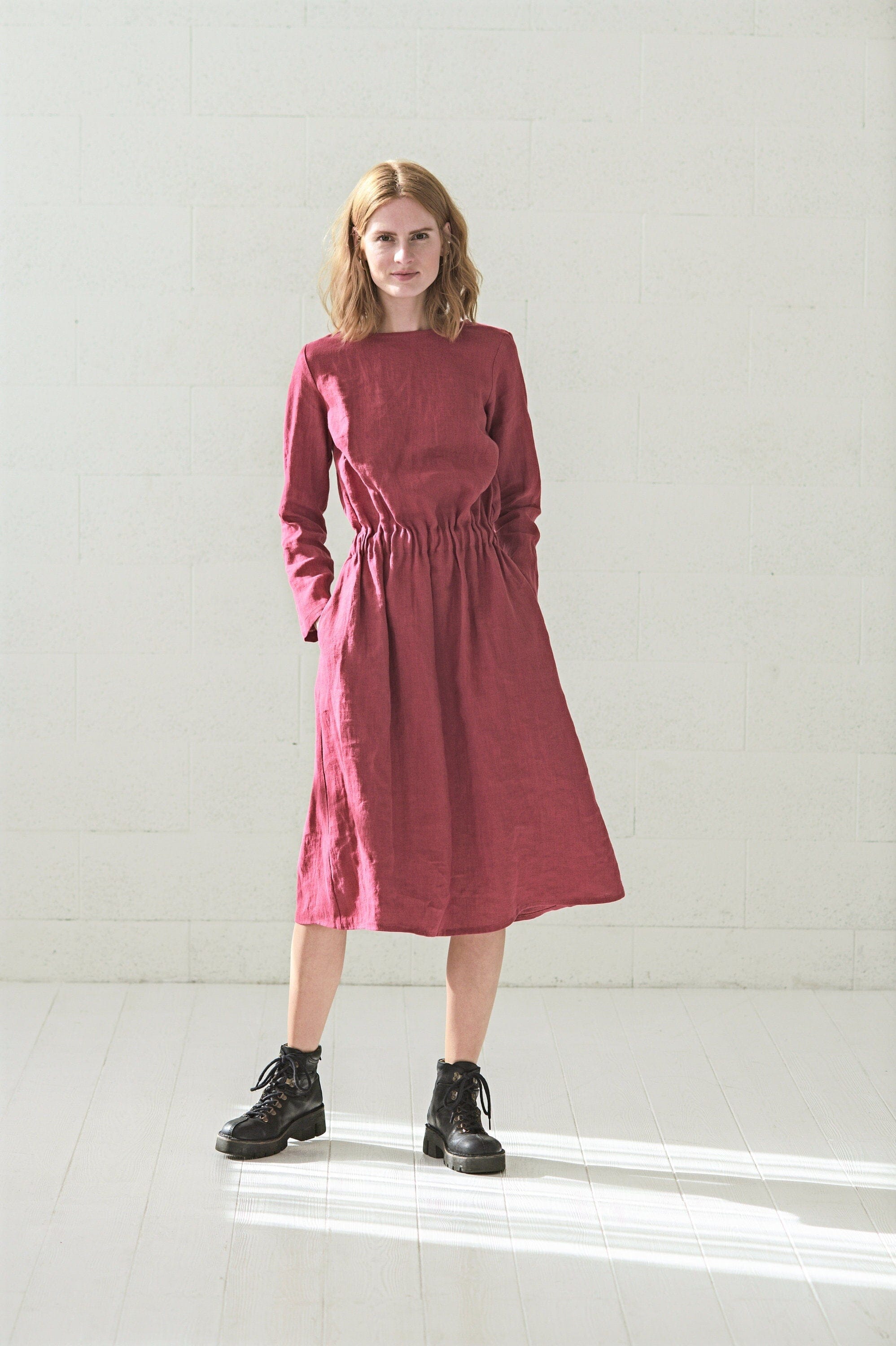 Boho Long Sleeves Linen Dress Old Linen Mill 
