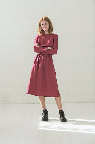 Boho Long Sleeves Linen Dress Old Linen Mill 