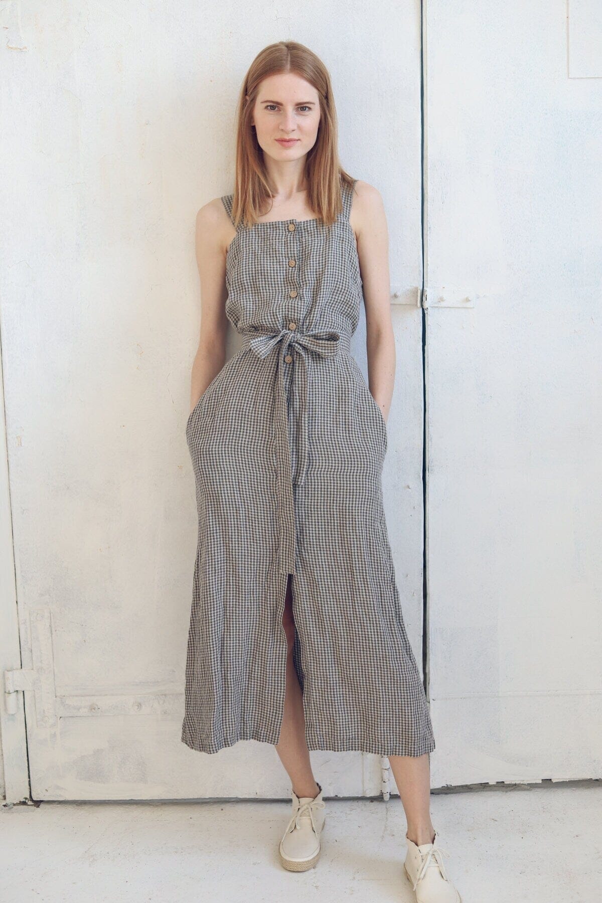 Boho Style Buttons Down Long Linen Dress Old Linen Mill 