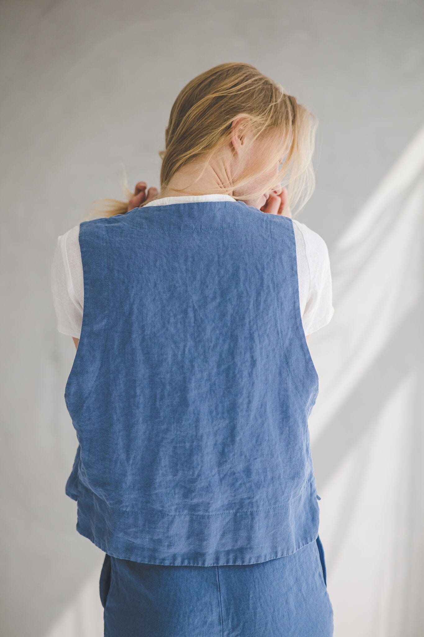 Boho Style Cropped Linen Vest C16 Old Linen Mill