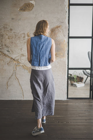 Boho Style Cropped Linen Vest C16 Old Linen Mill