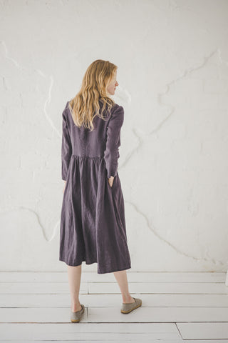 Bridesmaids Collared Linen Dress D45 Old Linen Mill 