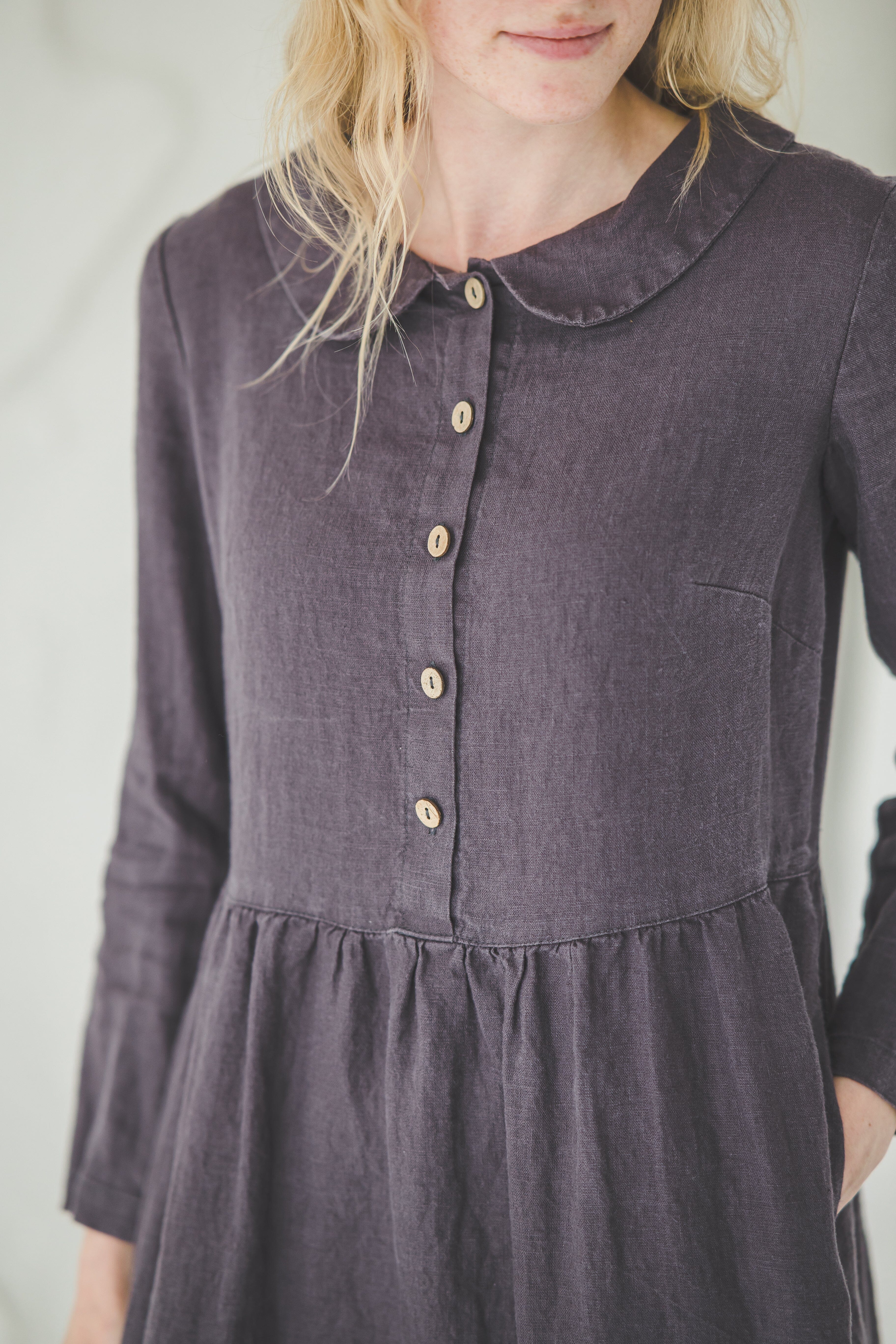 Bridesmaids Collared Linen Dress D45 Old Linen Mill 