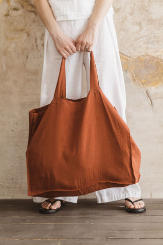 Burnt Orange Linen Tote Bag Tote bag Burnt Orange Old Linen Mill