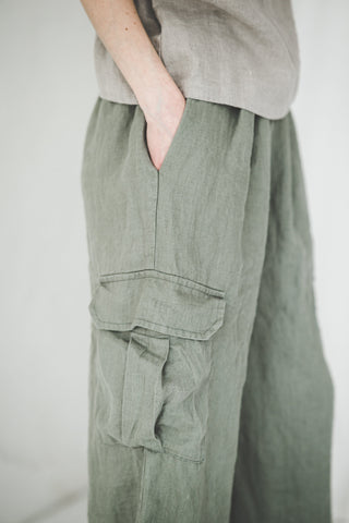 Cargo Loose Linen Pants Old Linen Mill 
