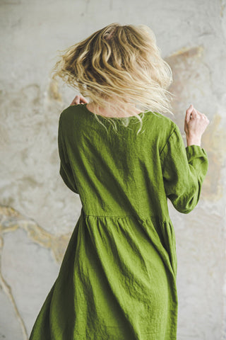 Casual High Waist Loose Women Linen Dress Old Linen Mill 