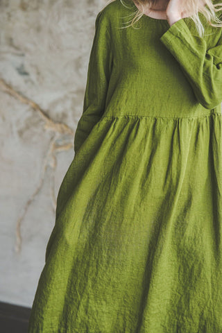Casual High Waist Loose Women Linen Dress Old Linen Mill 