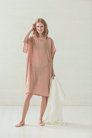 Casual Linen Beach Dress for Women Old Linen Mill Light Green 