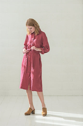 Casual Long Linen Shirt Dress Old Linen Mill 