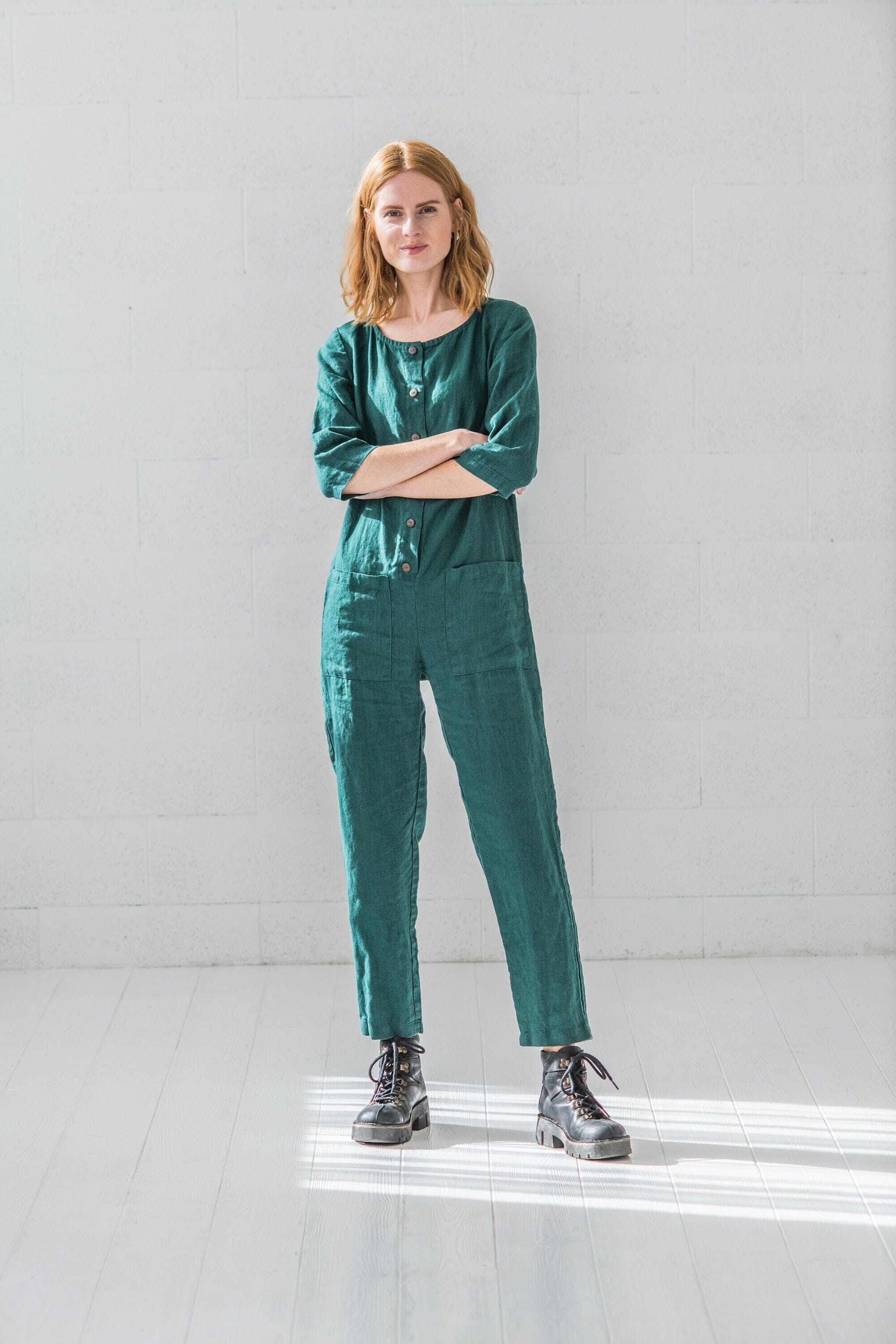 Casual Loose Linen Soft Jumpsuit Old Linen Mill 