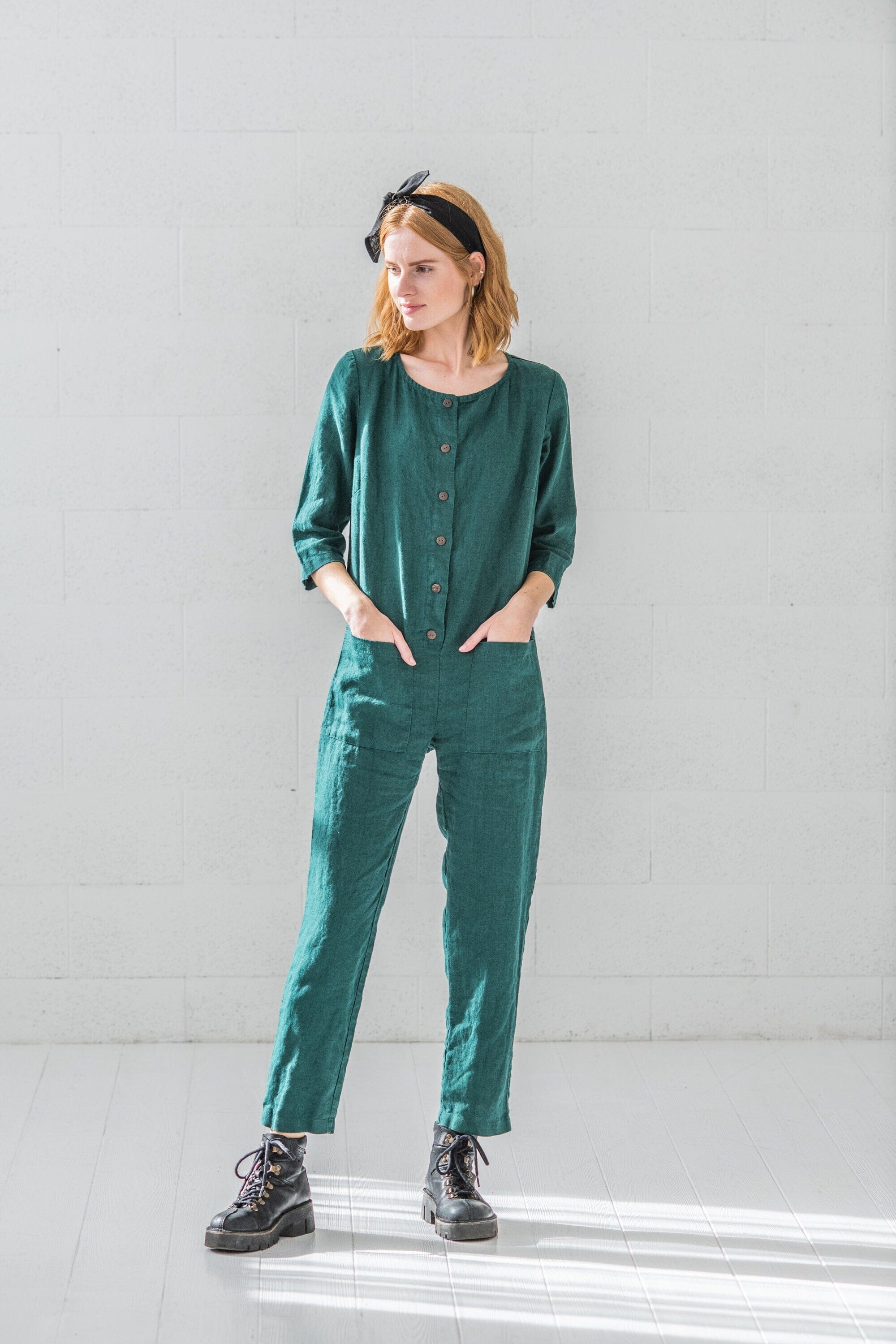 Casual Loose Linen Soft Jumpsuit Old Linen Mill 
