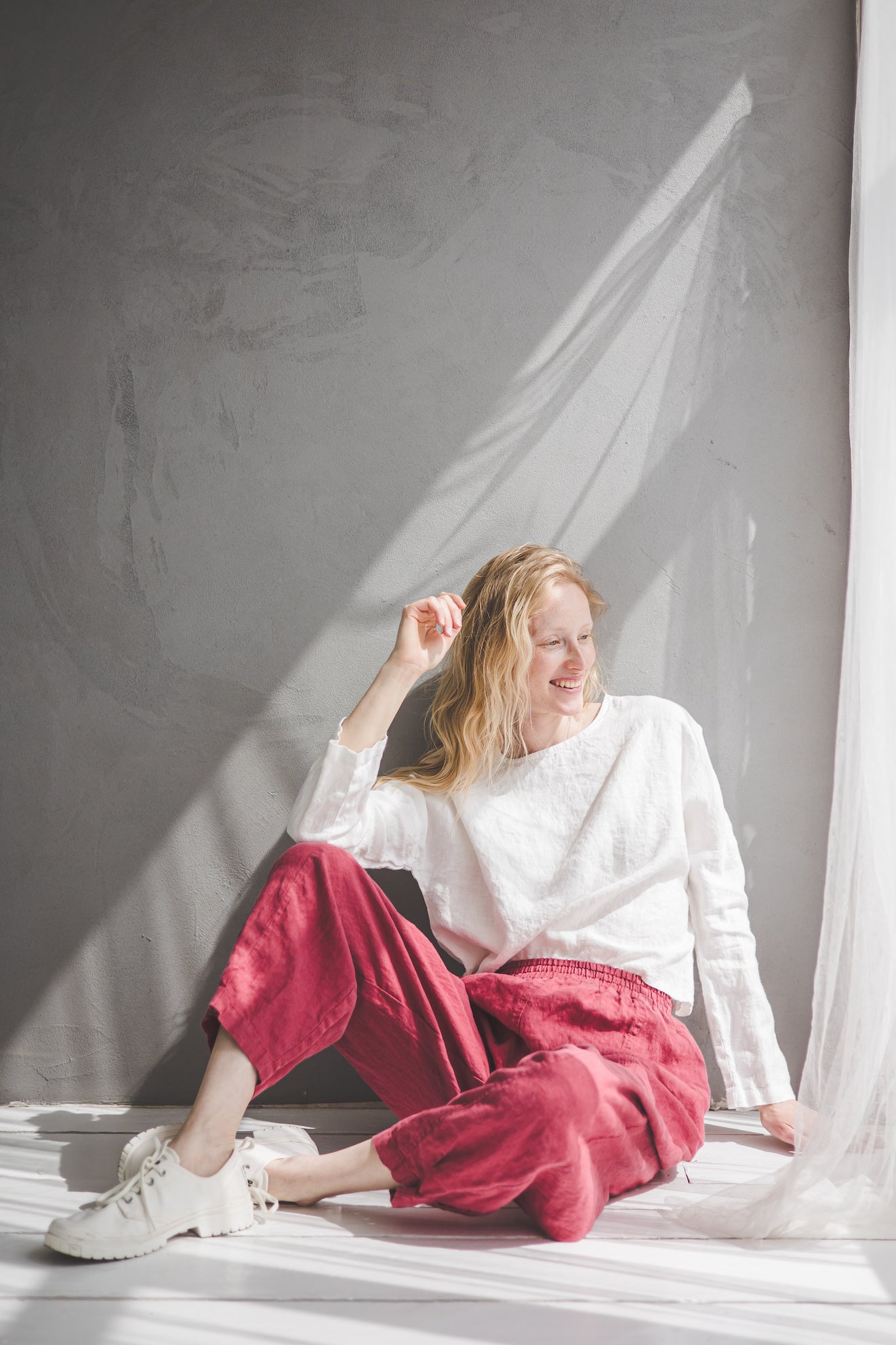 Casual Style Linen Pegged Pants P16 Old Linen Mill