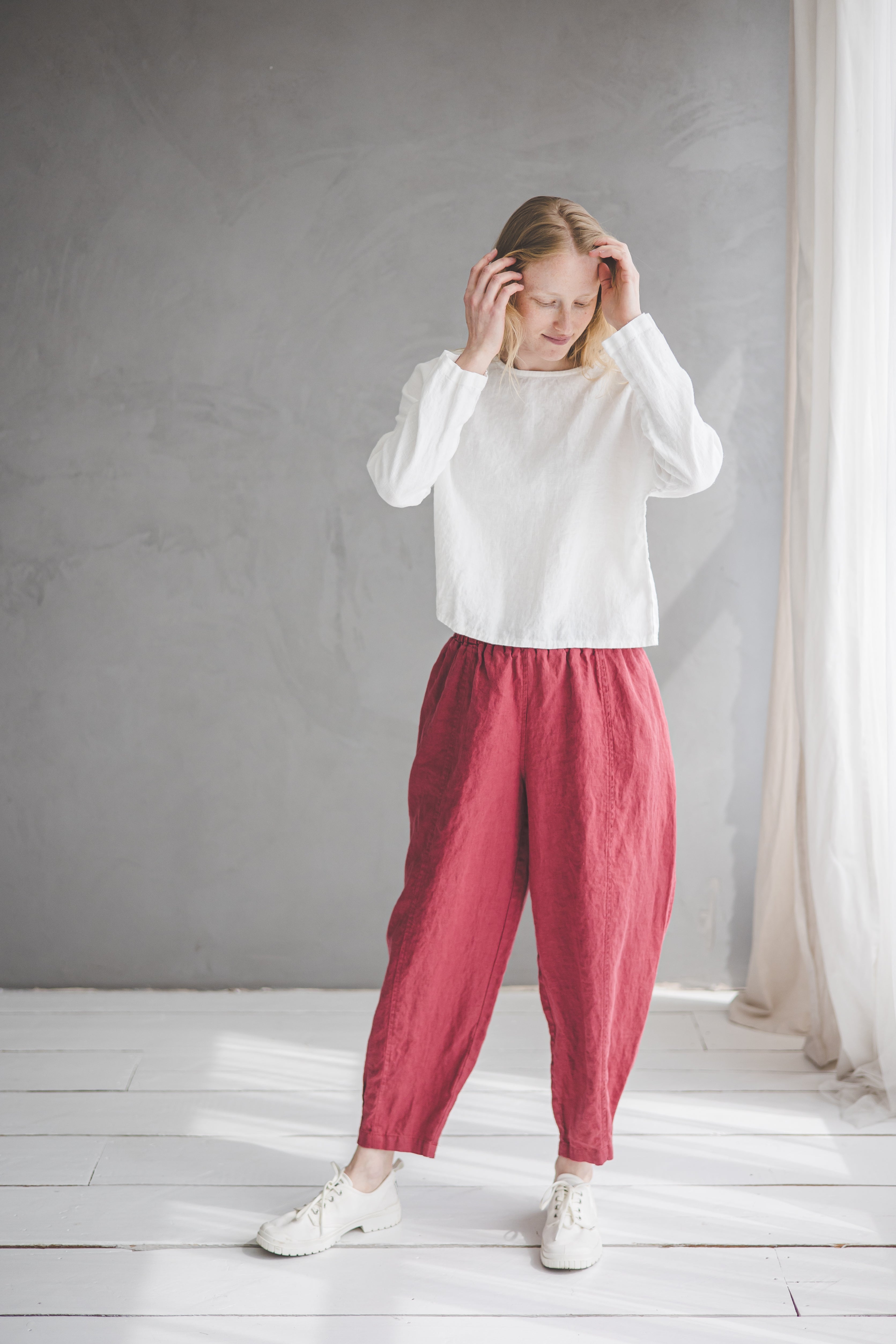 Casual Style Linen Pegged Pants P16 Old Linen Mill