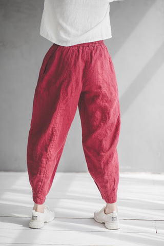 Casual Style Linen Pegged Pants P16 Old Linen Mill