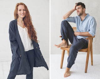 charcoal blue linen color - Old Linen Mill