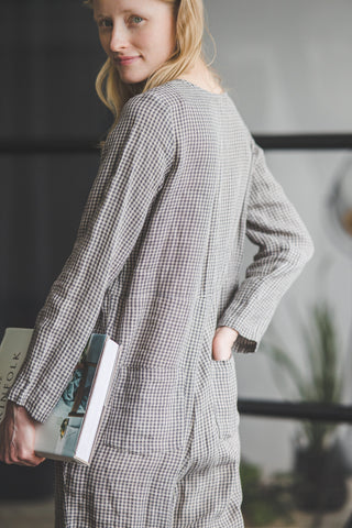 Checkered Linen Loose Jumpsuit Old Linen Mill 