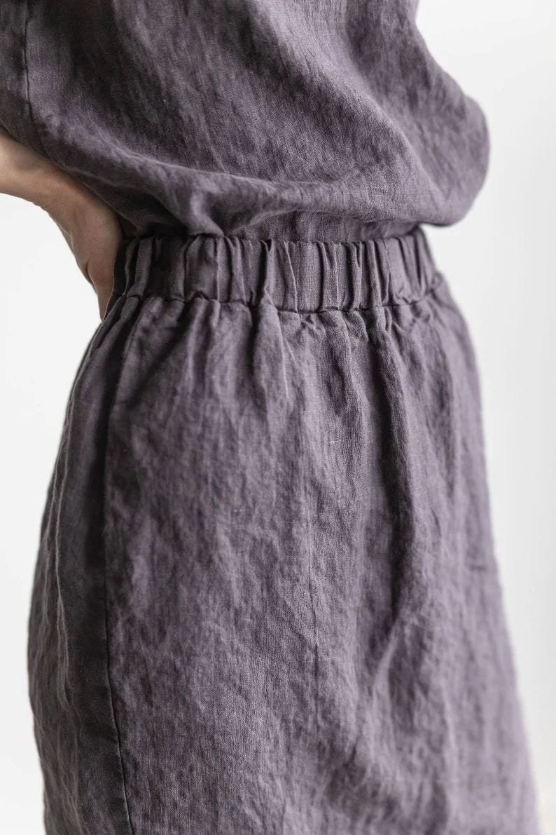Classic Above-Knee Linen Skirt Old Linen Mill 