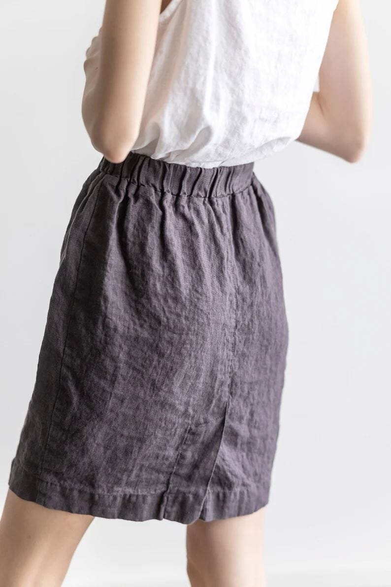 Classic Above-Knee Linen Skirt Old Linen Mill 