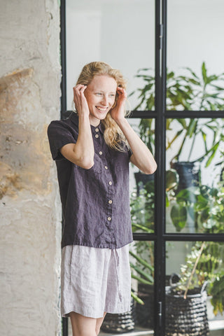 Classic Button Up Linen Shirt Old Linen Mill 