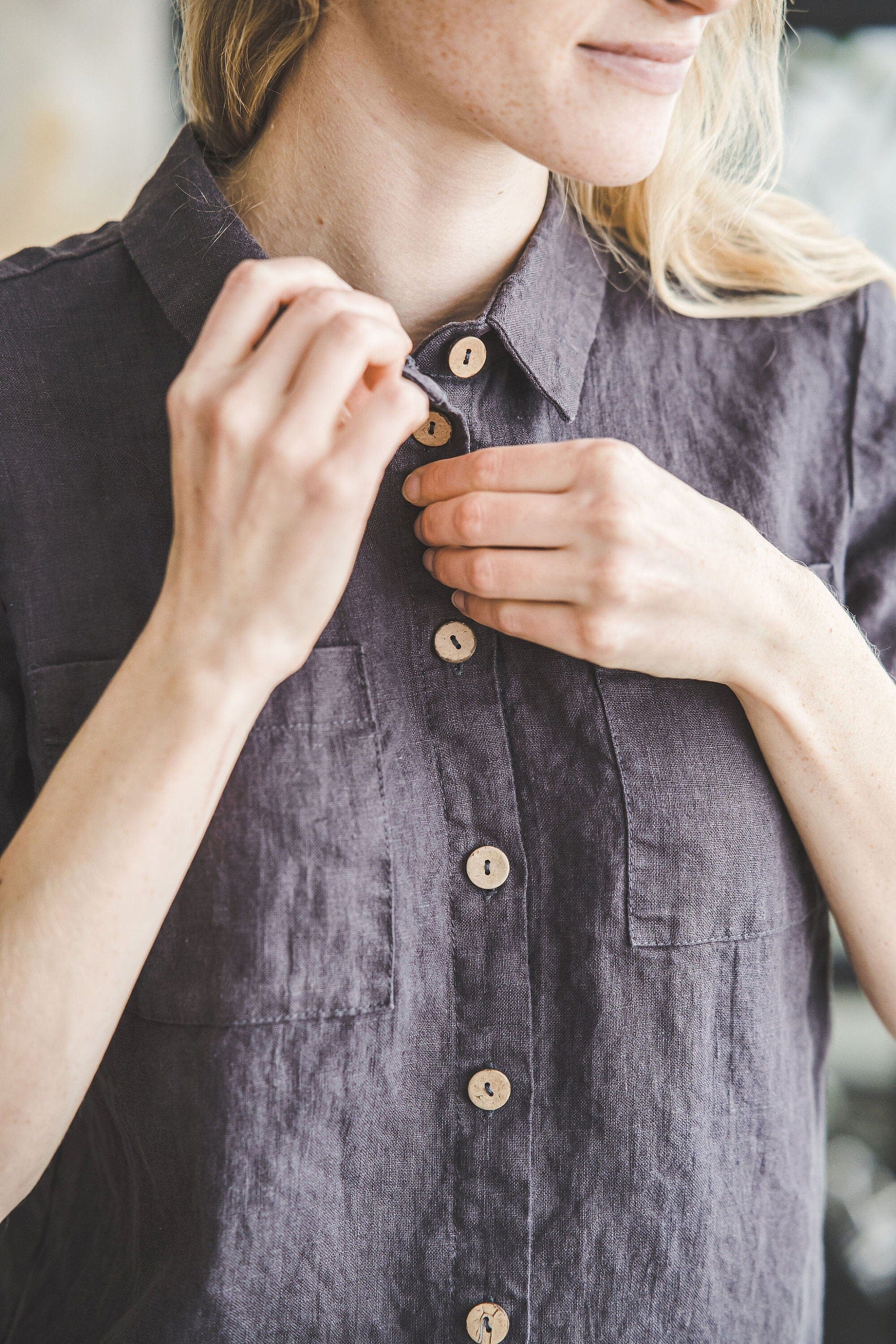 Classic Button Up Linen Shirt Old Linen Mill 