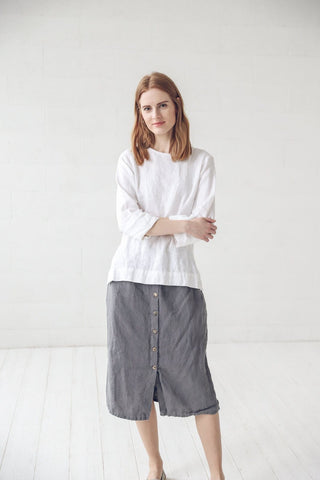 Classic Elegant Linen Top for Women Old Linen Mill Small Grey Checks XS 