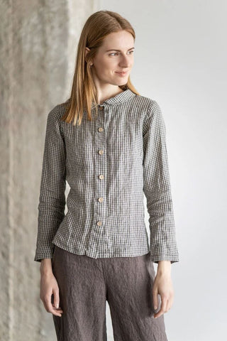 Classic Fitted Collar Linen Shirt Old Linen Mill Ivory XS 
