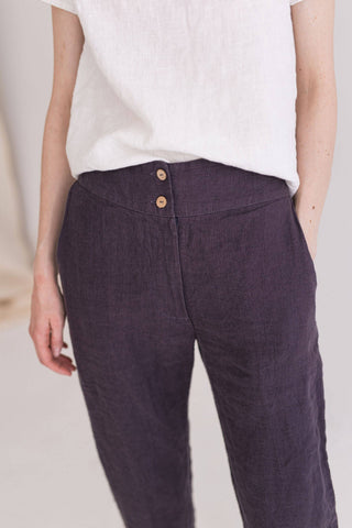 Classic Linen Pants / Slim Mid Waist Linen Pants / Straight Flax Linen Trousers Old Linen Mill 