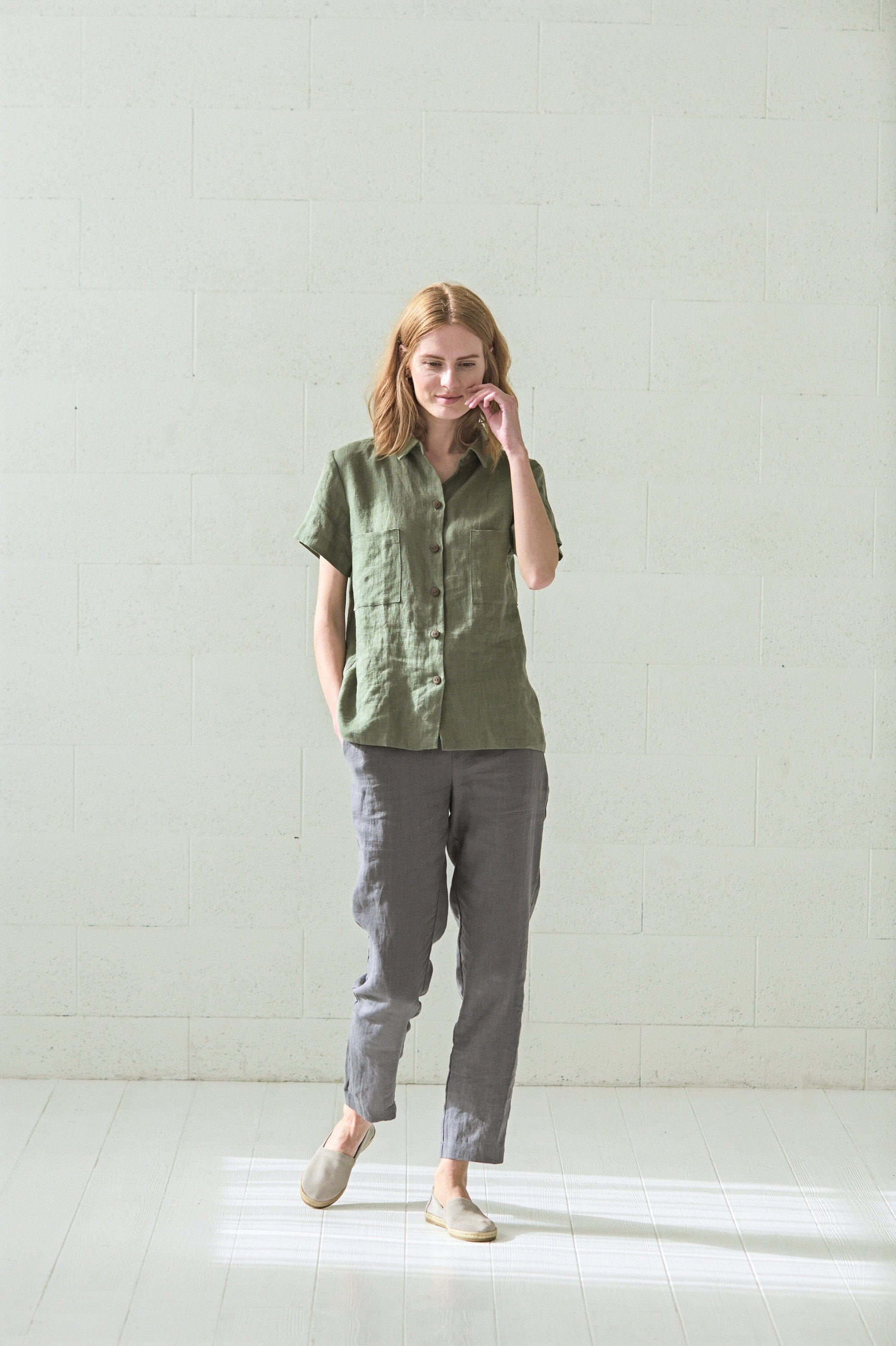 Classic Linen Short Sleeves Shirt Old Linen Mill 